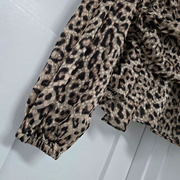 🆕️ IRO Magena Fil Coupé Chiffon Puff Sleeve Ruffle Long Sleeve Blouse Leopard - Picture 6 of 15